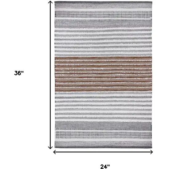 Gray and Brown Geometric Hand Woven Area Rug Photo 3