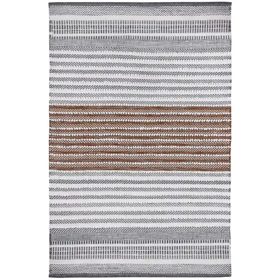Gray and Brown Geometric Hand Woven Area Rug Photo 5