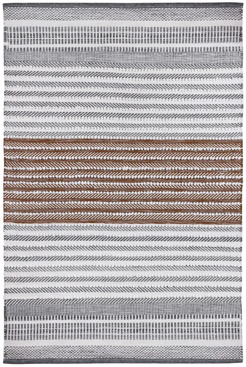Gray and Brown Geometric Hand Woven Area Rug Photo 5