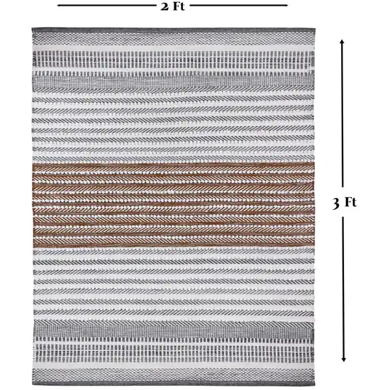 Gray and Brown Geometric Hand Woven Area Rug Photo 7