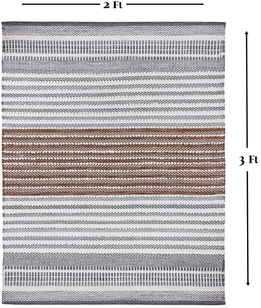 Gray and Brown Geometric Hand Woven Area Rug Photo 7
