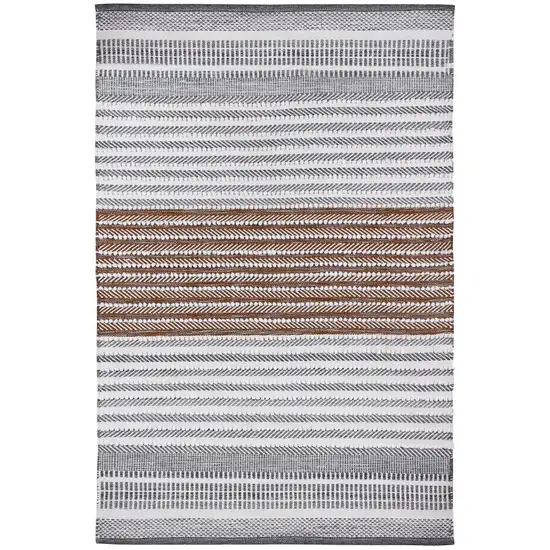Gray and Brown Geometric Hand Woven Area Rug Photo 2