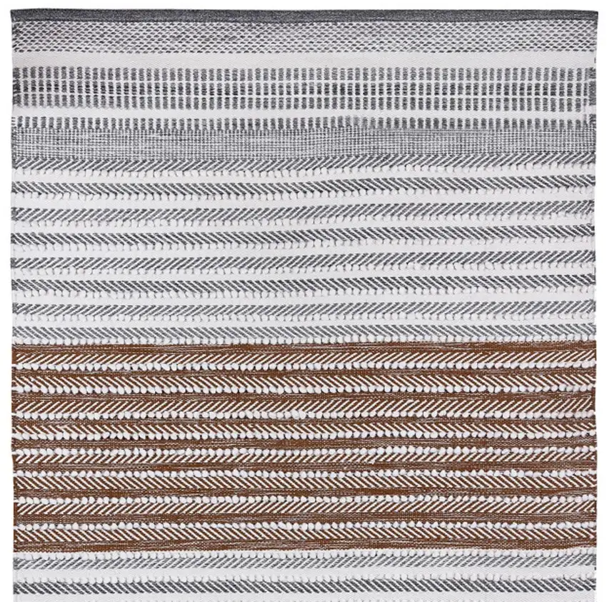 Gray and Brown Geometric Hand Woven Area Rug Photo 4