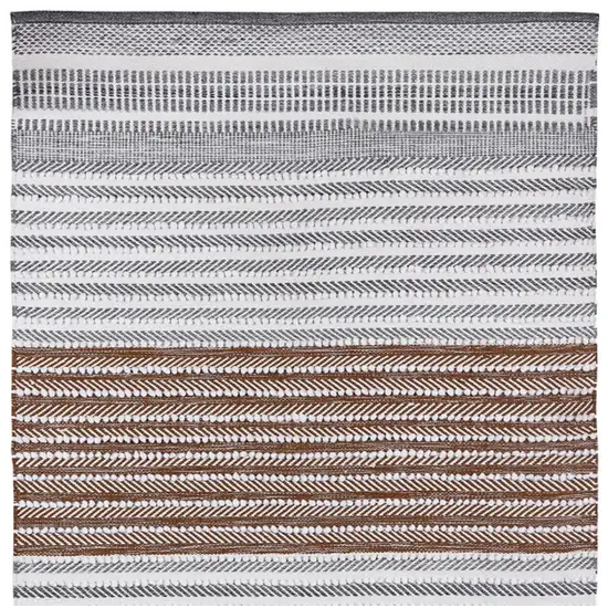 Gray and Brown Geometric Hand Woven Area Rug Photo 4
