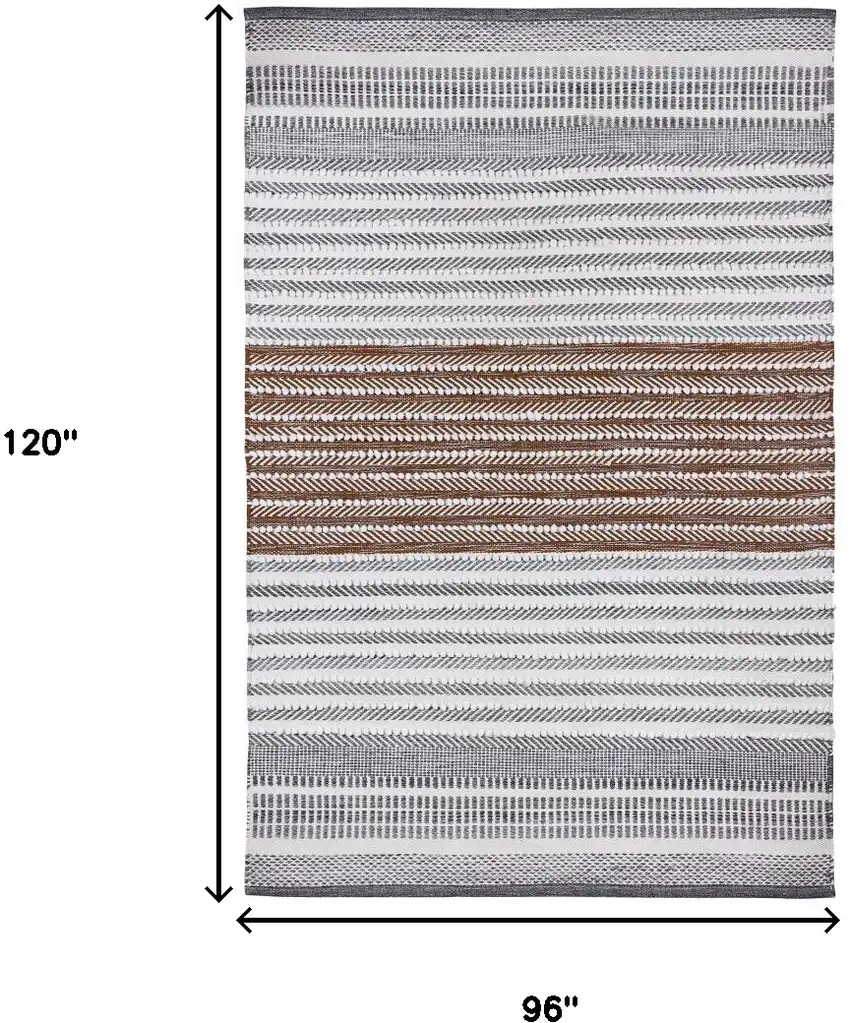 Gray and Brown Geometric Hand Woven Area Rug Photo 3