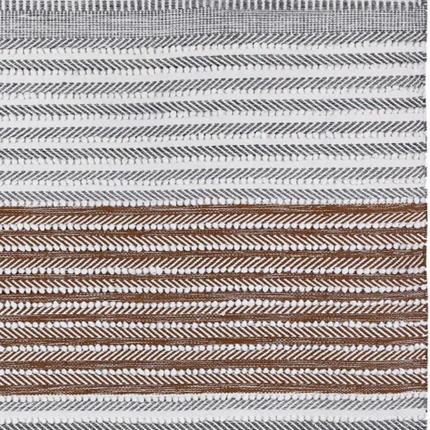 Gray and Brown Geometric Hand Woven Area Rug Photo 8