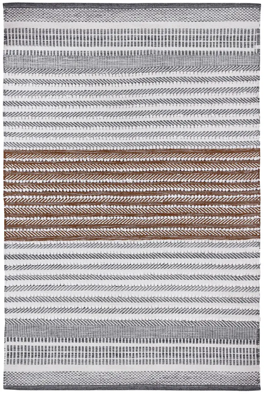 Gray and Brown Geometric Hand Woven Area Rug Photo 2