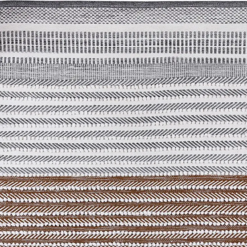 Gray and Brown Geometric Hand Woven Area Rug Photo 7