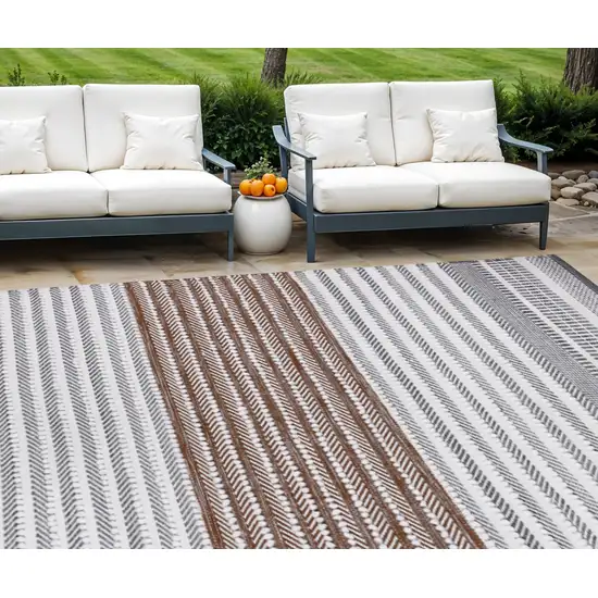 Gray and Brown Geometric Hand Woven Area Rug Photo 1