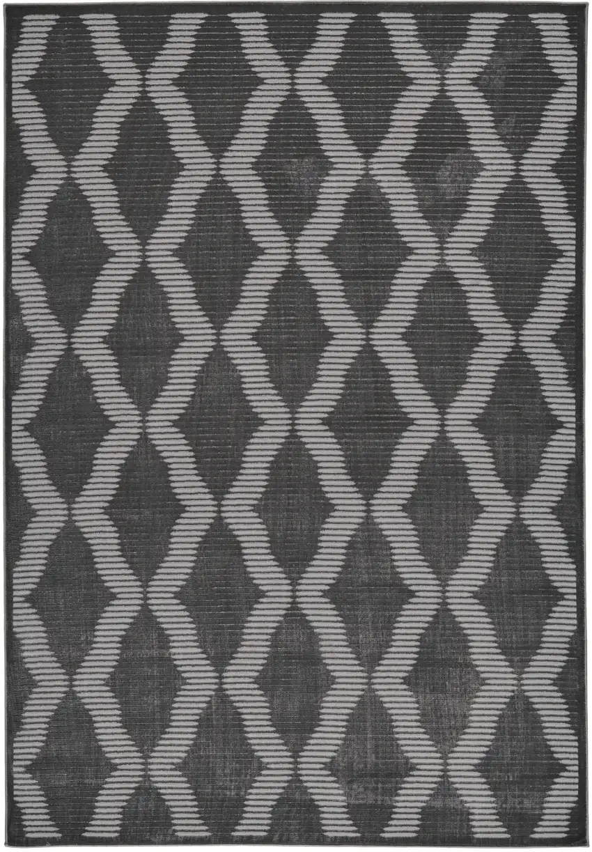 Gray and Brown Geometric Power Loom Area Rug Photo 4