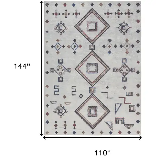 Gray and Brown Geometric Power Loom Washable Area Rug Photo 3