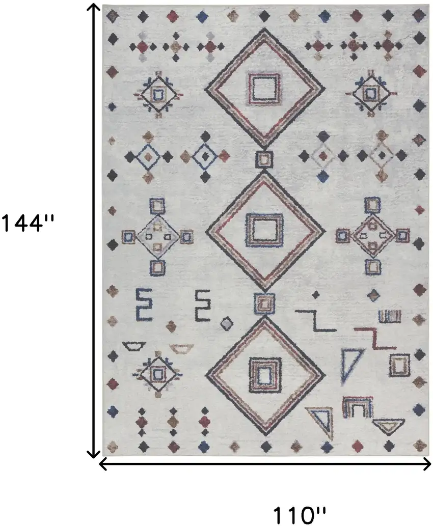 Gray and Brown Geometric Power Loom Washable Area Rug Photo 3