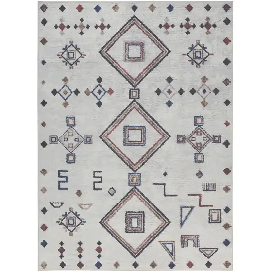 Gray and Brown Geometric Power Loom Washable Area Rug Photo 2