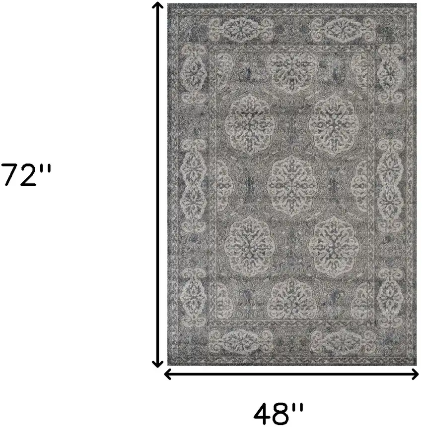 Gray and Brown Medallion Power Loom Area Rug Photo 5