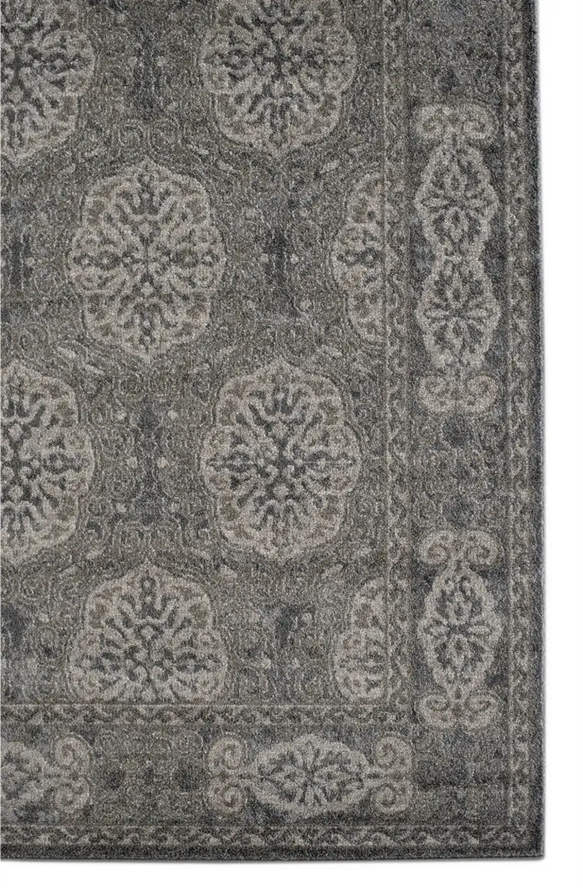 Gray and Brown Medallion Power Loom Area Rug Photo 2