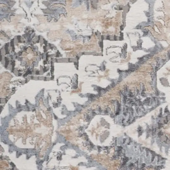 Gray and Brown Oriental Distressed Area Rug Photo 3