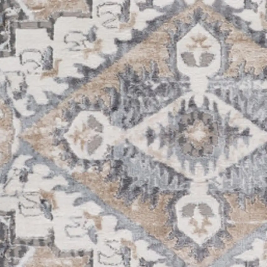Gray and Brown Oriental Distressed Area Rug Photo 3