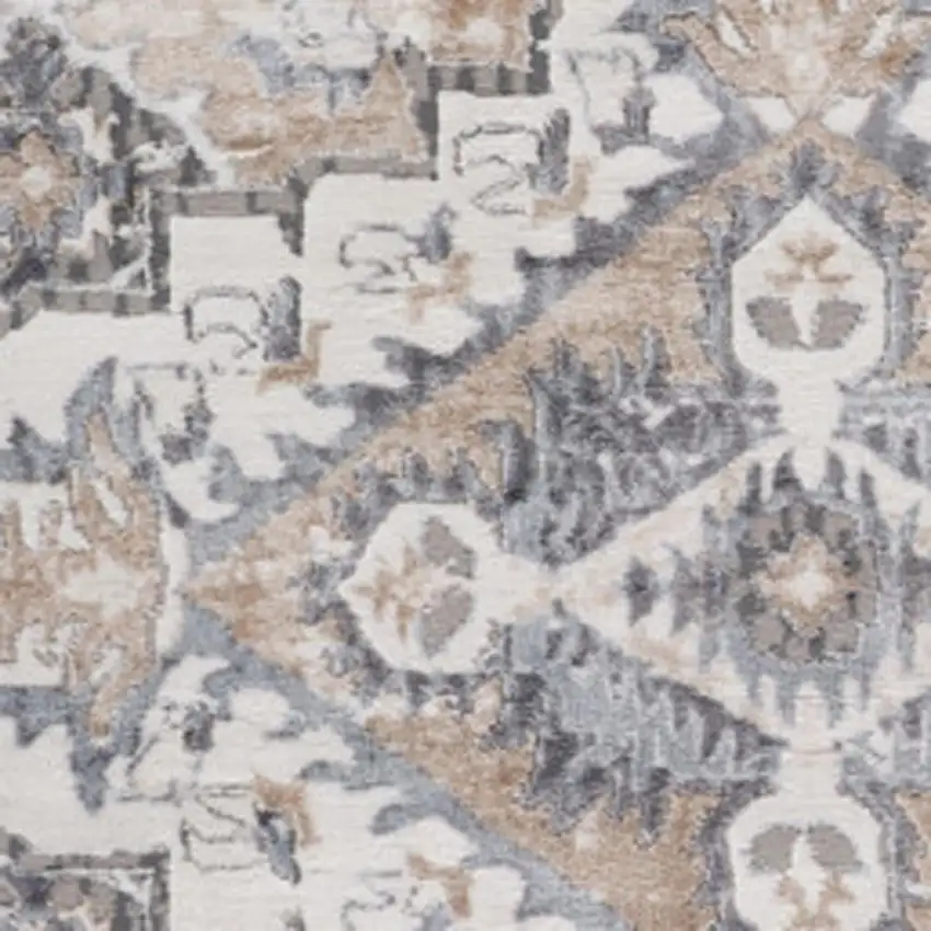 Gray and Brown Oriental Distressed Area Rug Photo 3