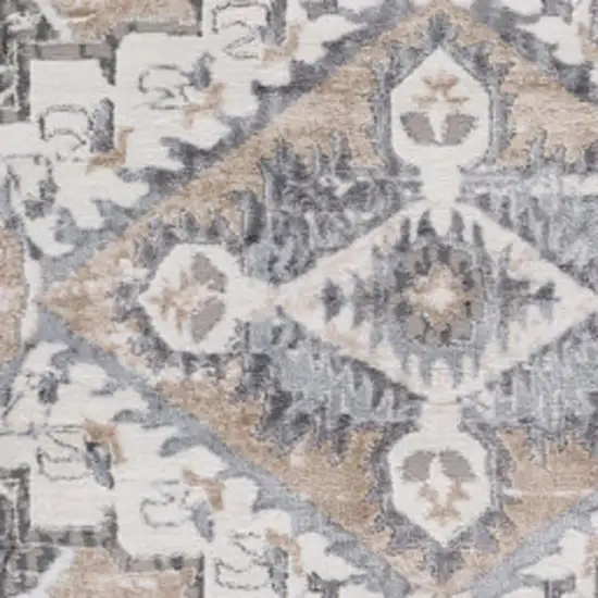 Gray and Brown Oriental Distressed Area Rug Photo 3