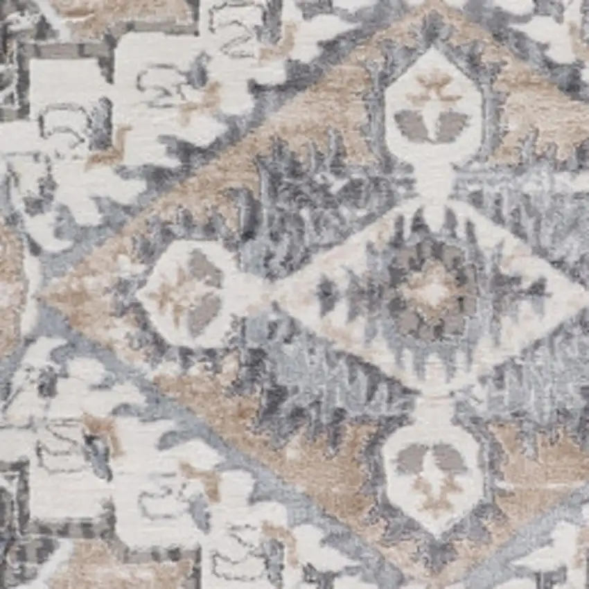 Gray and Brown Oriental Distressed Area Rug Photo 3