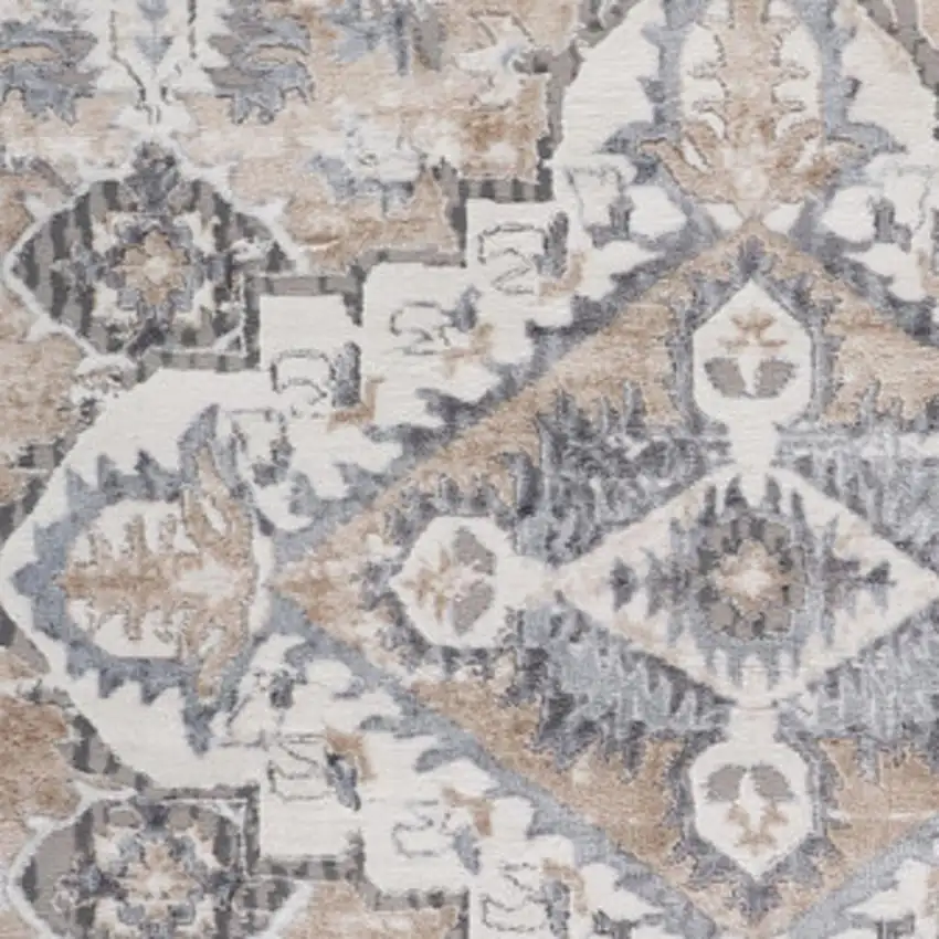 Gray and Brown Oriental Distressed Area Rug Photo 4