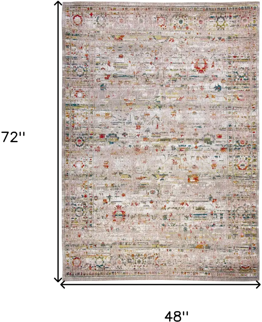 Gray and Brown Oriental Non Skid Area Rug Photo 3