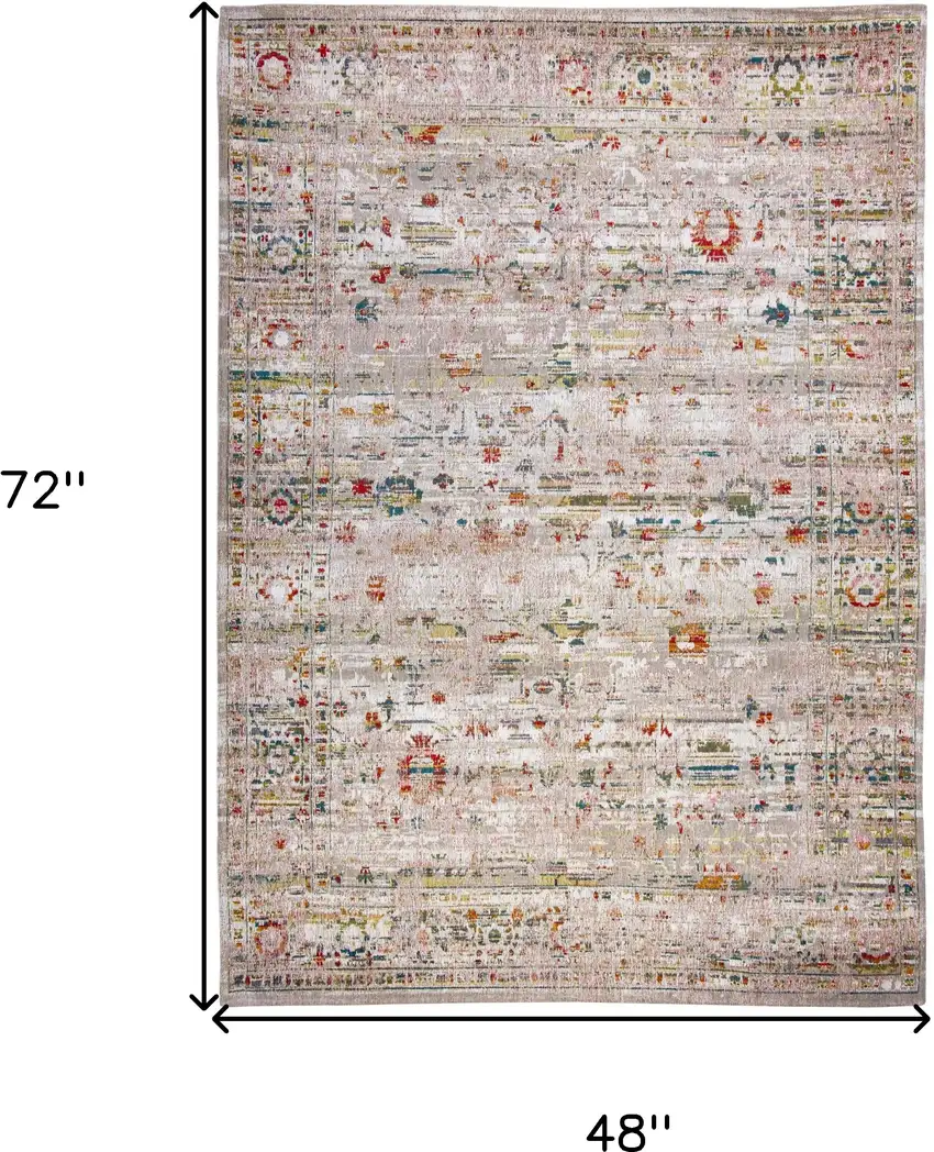Gray and Brown Oriental Non Skid Area Rug Photo 3