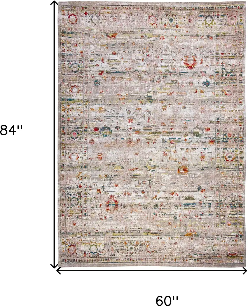 Gray and Brown Oriental Non Skid Area Rug Photo 3