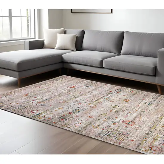 Gray and Brown Oriental Non Skid Area Rug Photo 1
