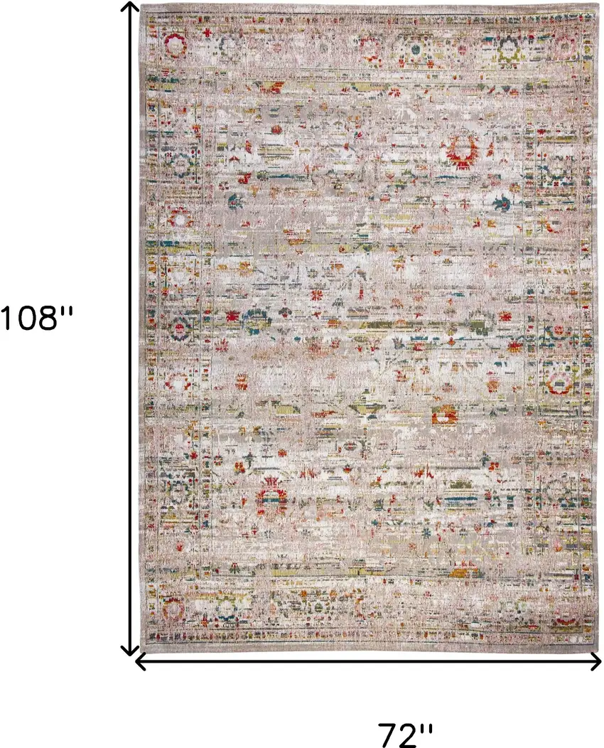 Gray and Brown Oriental Non Skid Area Rug Photo 3