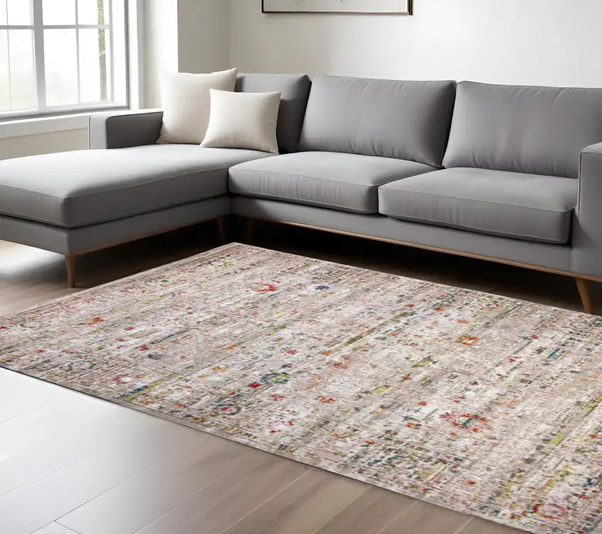 Gray and Brown Oriental Non Skid Area Rug Photo 1