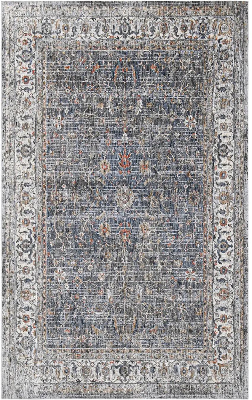 Gray and Brown Oriental Power Loom Area Rug Photo 1
