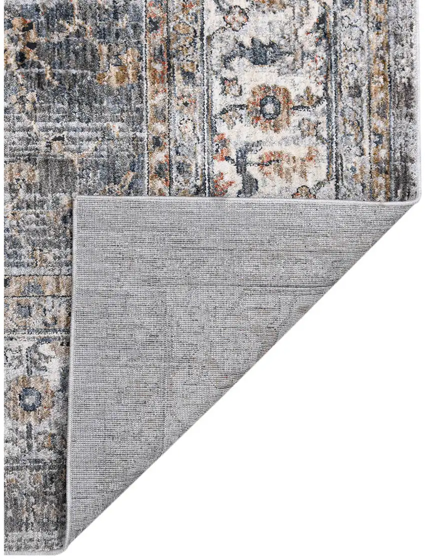 Gray and Brown Oriental Power Loom Area Rug Photo 3