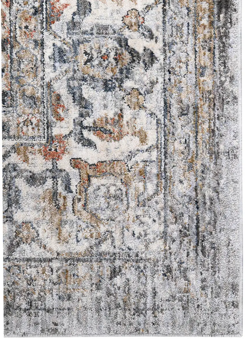 Gray and Brown Oriental Power Loom Area Rug Photo 2