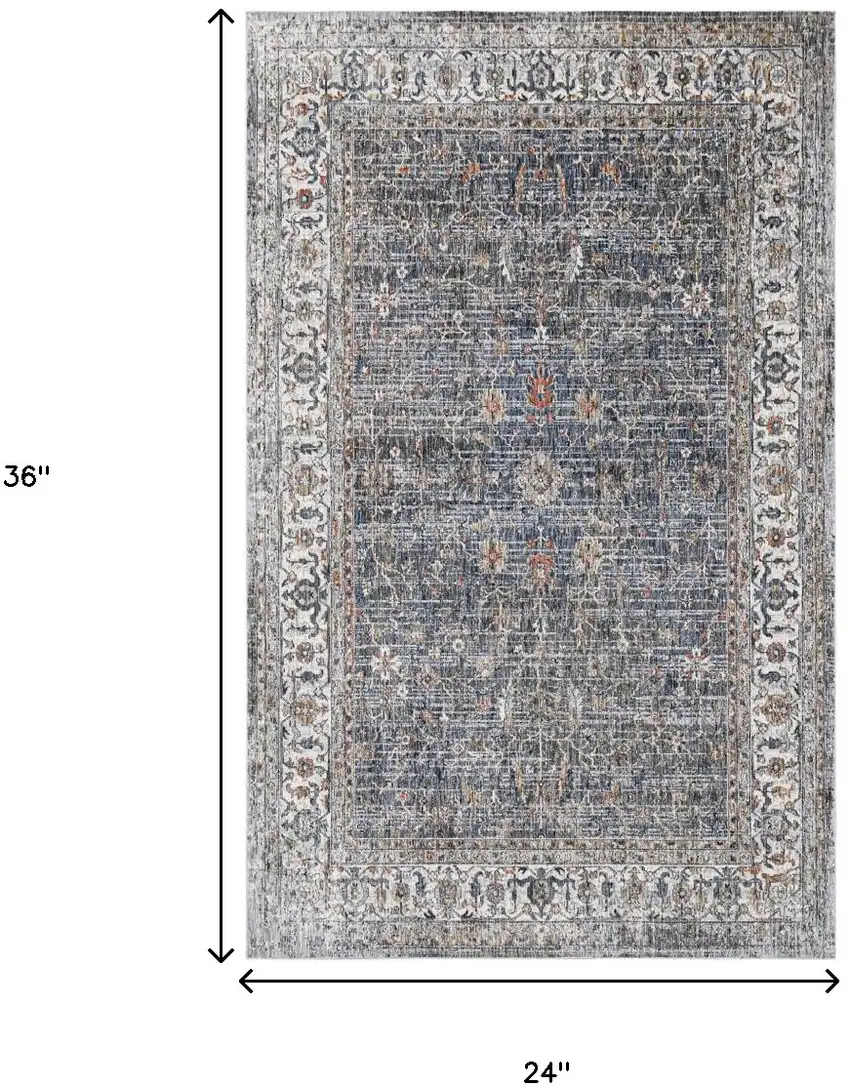 Gray and Brown Oriental Power Loom Area Rug Photo 6