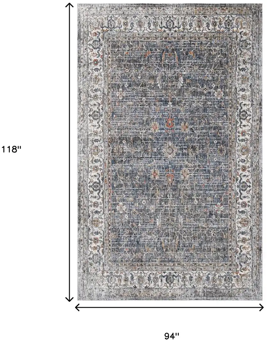 Gray and Brown Oriental Power Loom Area Rug Photo 6