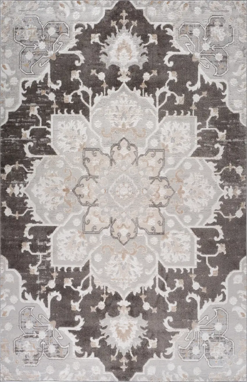 Gray and Brown Southwestern Distressed Area Rug Photo 2