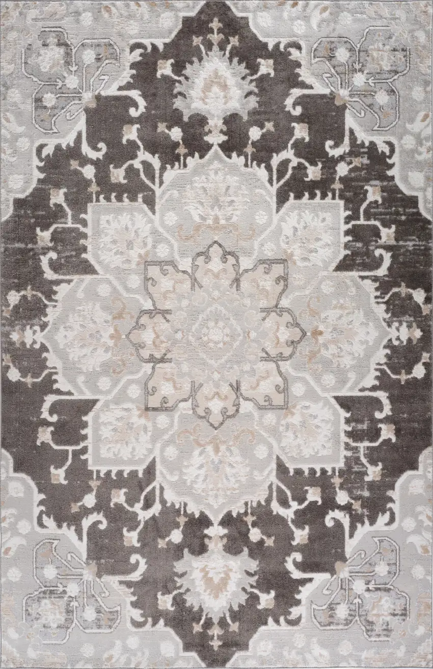 Gray and Brown Southwestern Distressed Area Rug Photo 6