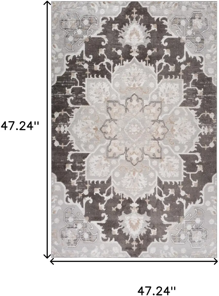 Gray and Brown Southwestern Distressed Area Rug Photo 3
