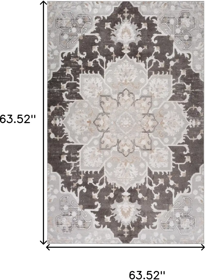 Gray and Brown Southwestern Distressed Area Rug Photo 3