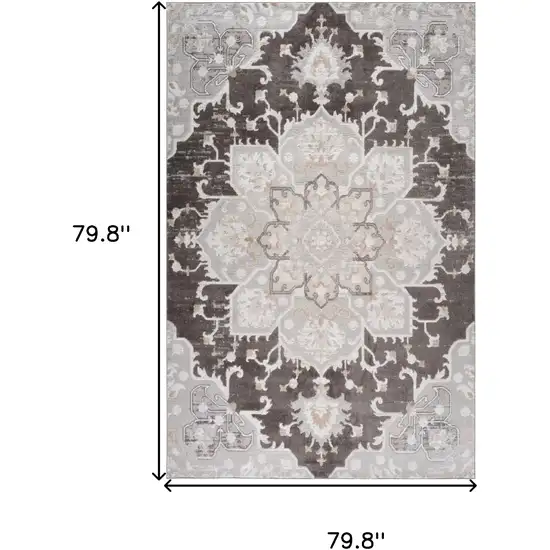 Gray and Brown Southwestern Distressed Area Rug Photo 6