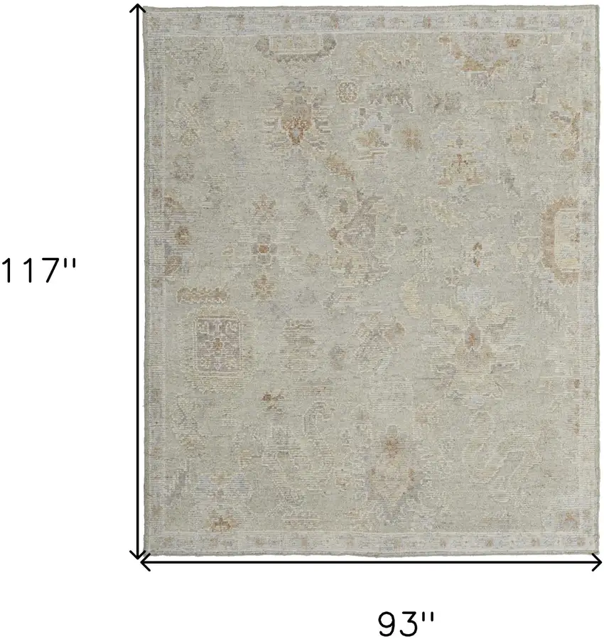 Gray and Brown Wool Floral Hand Knotted Area Rug Photo 3