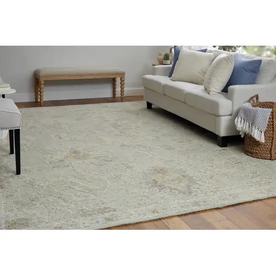 Gray and Brown Wool Floral Hand Knotted Area Rug Photo 9