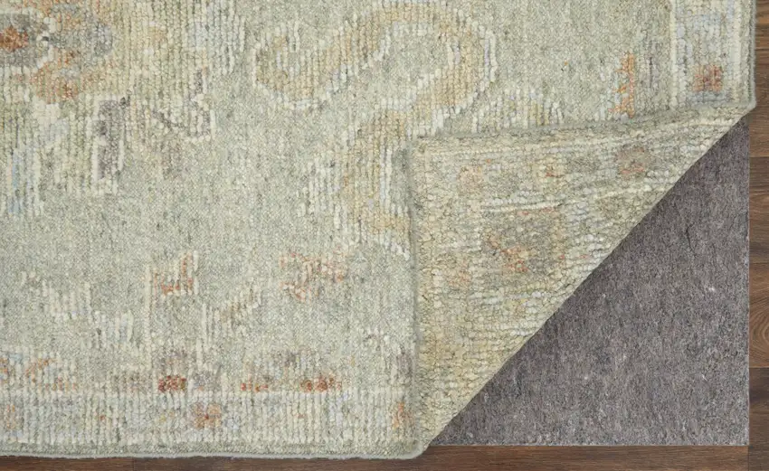 Gray and Brown Wool Floral Hand Knotted Area Rug Photo 6
