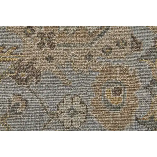 Gray and Brown Wool Oriental Hand Knotted Area Rug With Fringe Photo 7