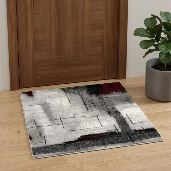 Gray Abstract Dhurrie Area Rug Photo 1