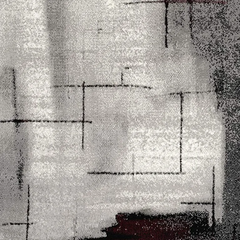 Gray and Burgundy Abstract Area Rug Photo 4