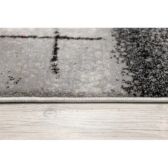 Gray And Burgundy Abstract Area Rug Photo 5