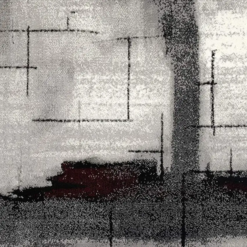 Gray Abstract Power Loom Area Rug Photo 3