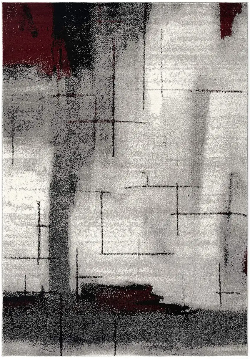 Gray Abstract Power Loom Area Rug Photo 5